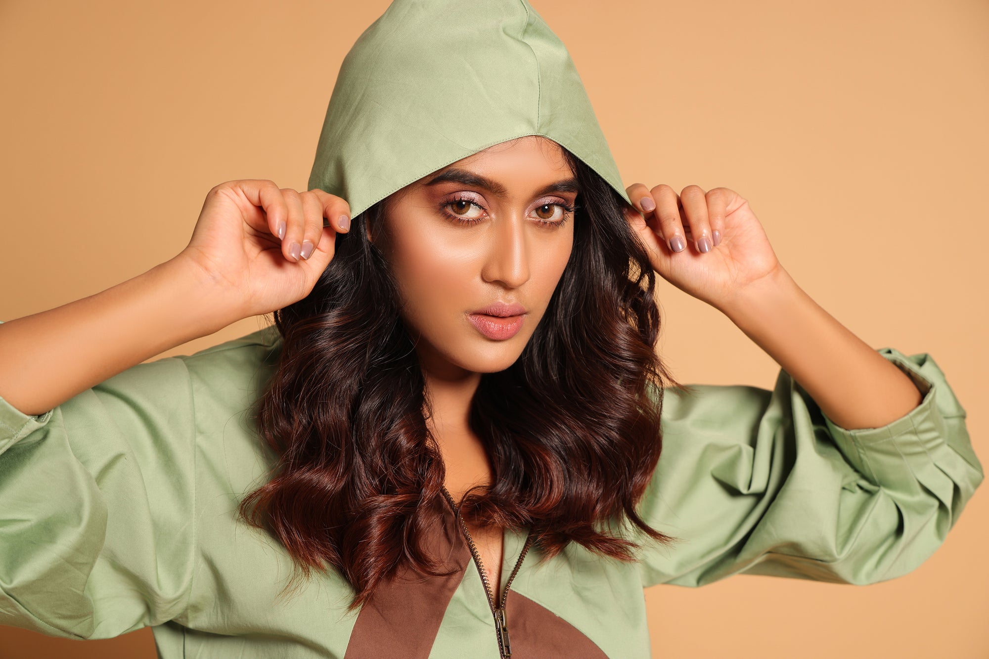 Trendy Cotton Hooded Jacket Dress - Green(Loden Frost)