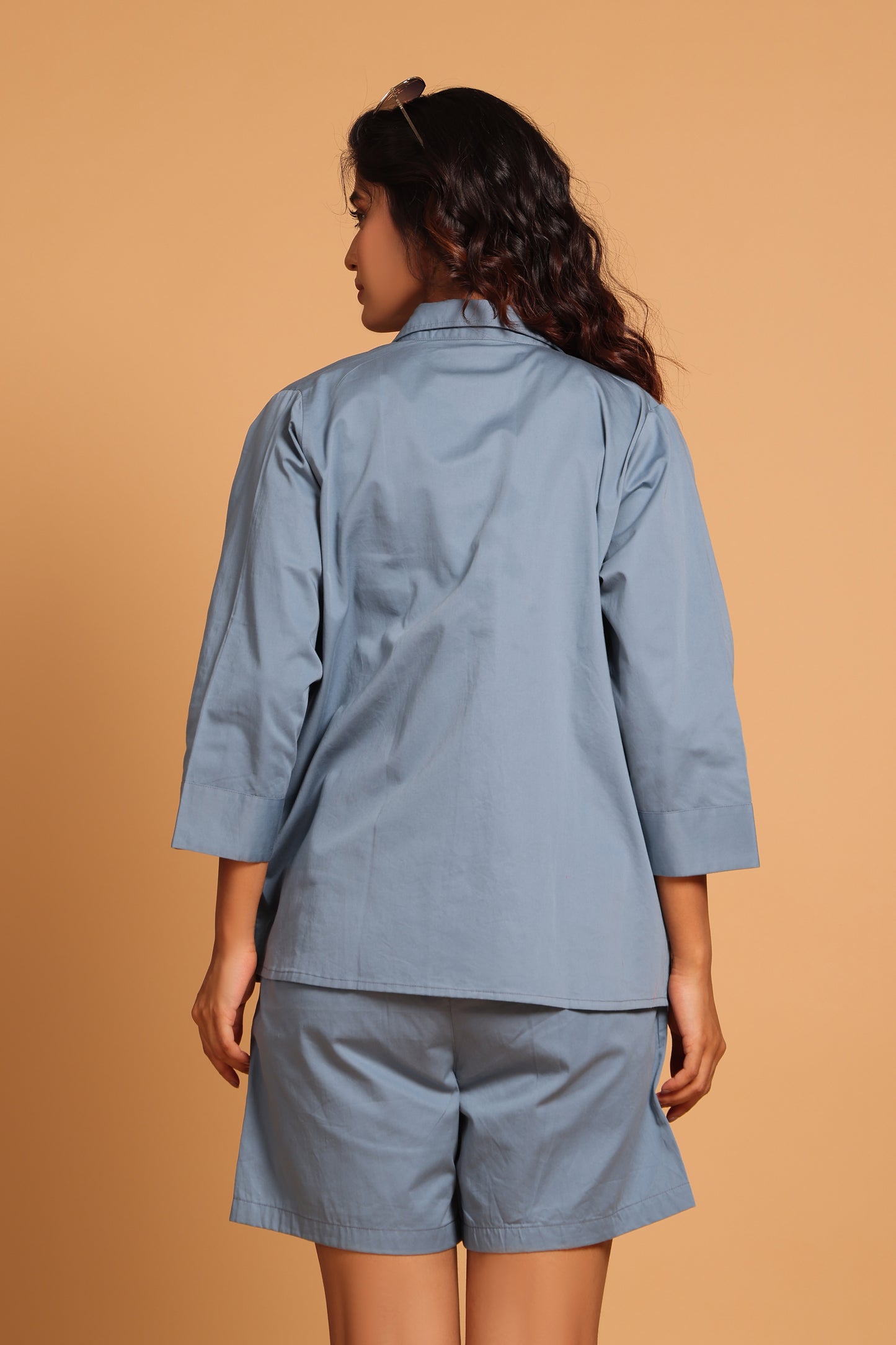 Arcs of Comfort 3-Piece Cotton Co-ord Set - Blue(Cobalt Blue)