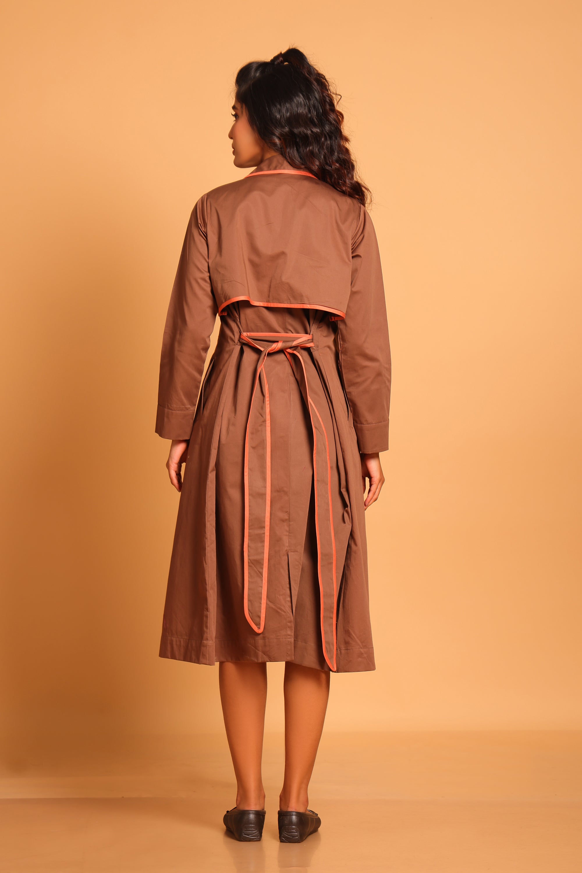 Chic Cotton Trench Coat Set - Brown(Rain Drum)