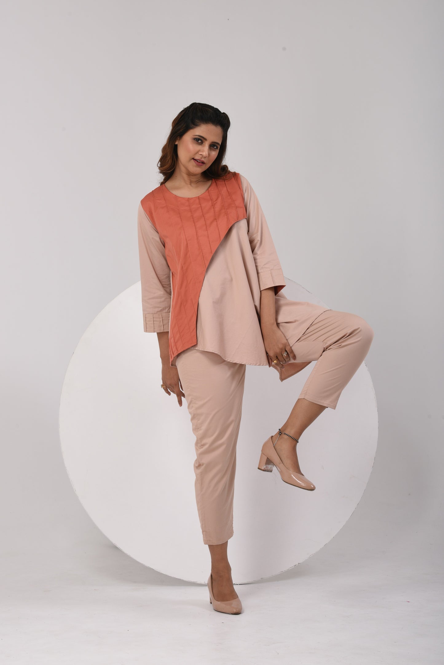 Tilted Elegance Co-Ord Set - orange
