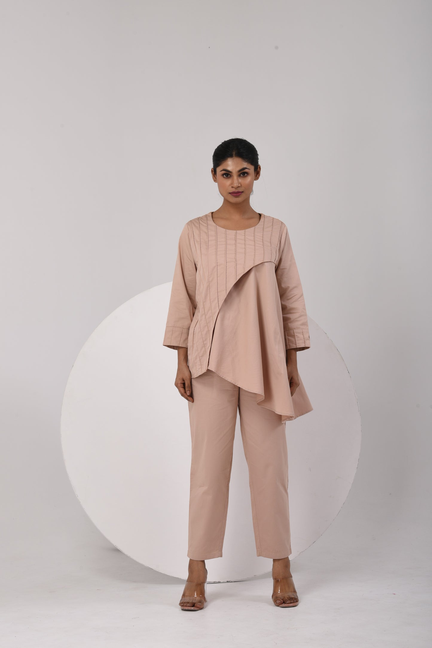 Tilted Elegance Co-Ord Set - Beige