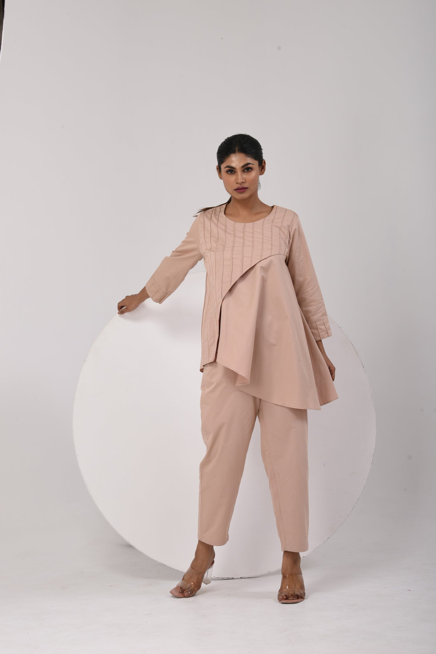 Tilted Elegance Co-Ord Set - Beige