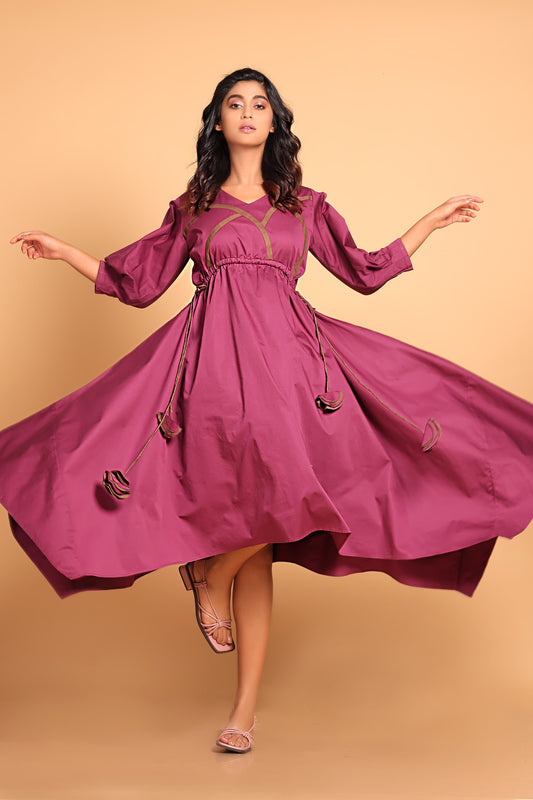 Chic Cotton Handkerchief Dress - Purple(Amaranth)