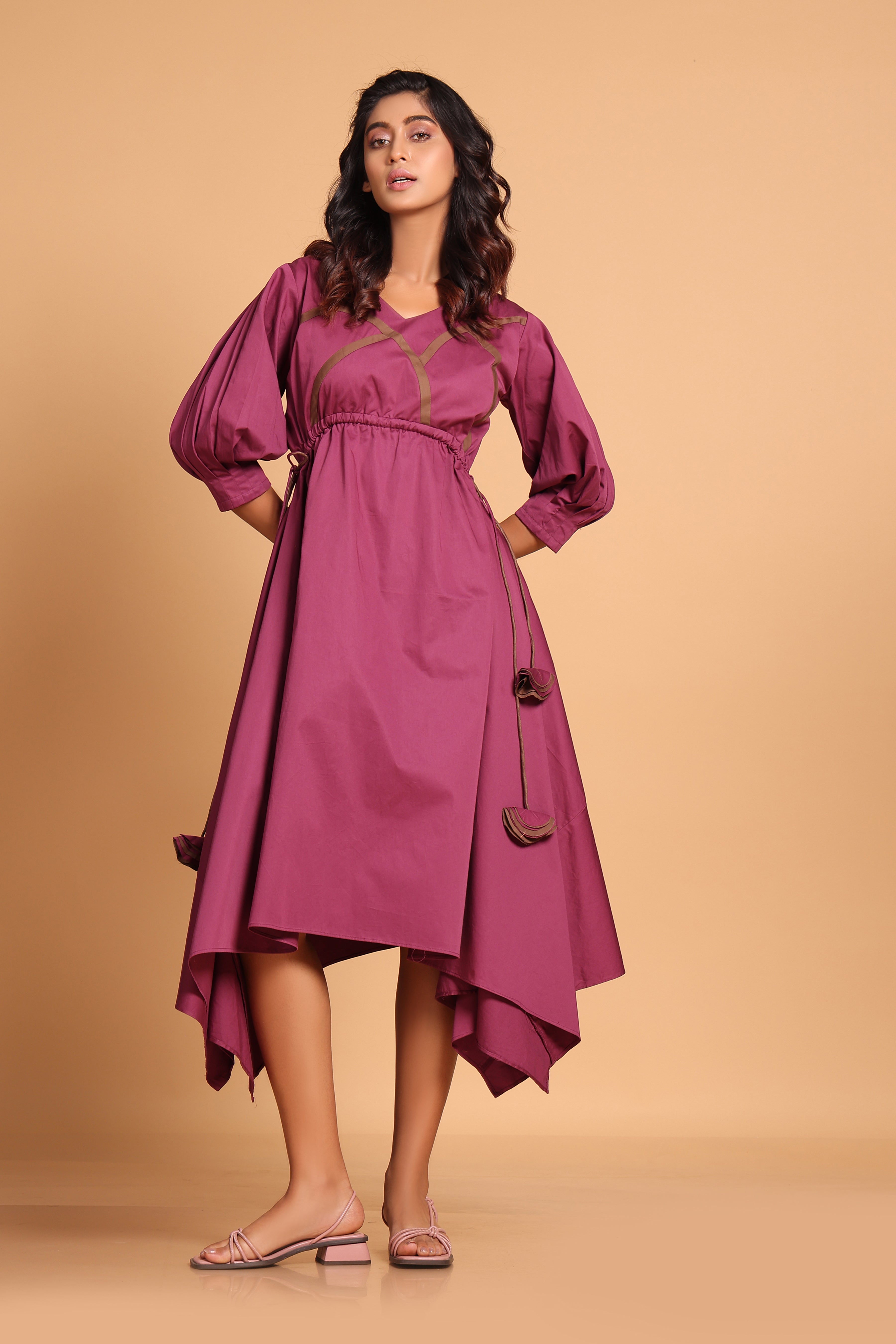 Chic Cotton Handkerchief Dress - Purple(Amaranth) – Adoksh