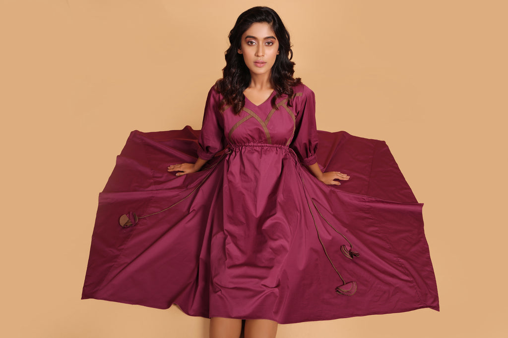 Chic Cotton Handkerchief Dress - Purple(Amaranth)