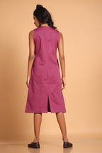 Elegant Cotton Sleeveless Dress - Purple(Amaranth)
