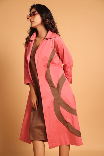 Arcs and Collars Trench Jacket Dress - Rose(Slate Rose)