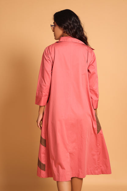 Arcs and Collars Trench Jacket Dress - Rose(Slate Rose)