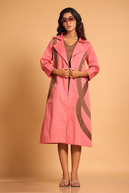 Arcs and Collars Trench Jacket Dress - Rose(Slate Rose)