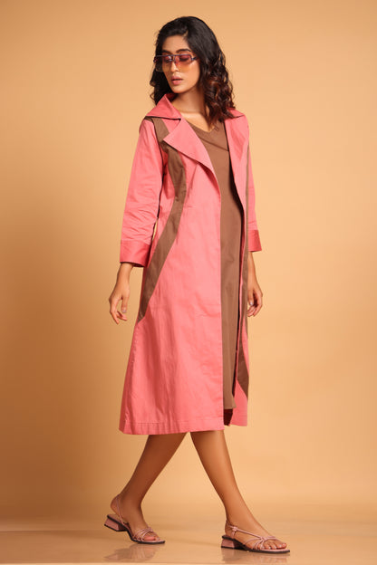 Arcs and Collars Trench Jacket Dress - Rose(Slate Rose)