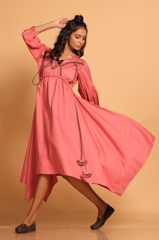 Chic Cotton Handkerchief Dress - Rose(Slate Rose)