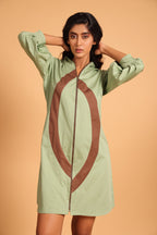 Trendy Cotton Hooded Jacket Dress - Green(Loden Frost)