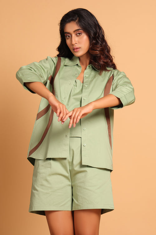 Arcs of Comfort 3-Piece Cotton Co-ord Set - Green(Loden Frost)