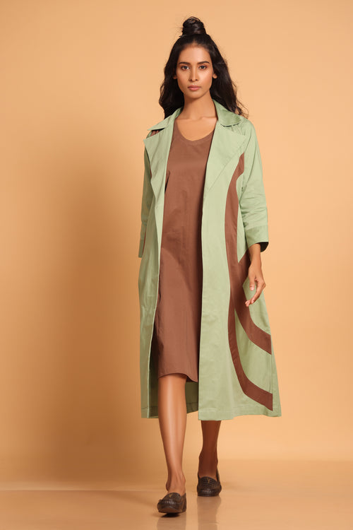 Arcs and Collars Trench Jacket Dress - Green(Loden Frost)
