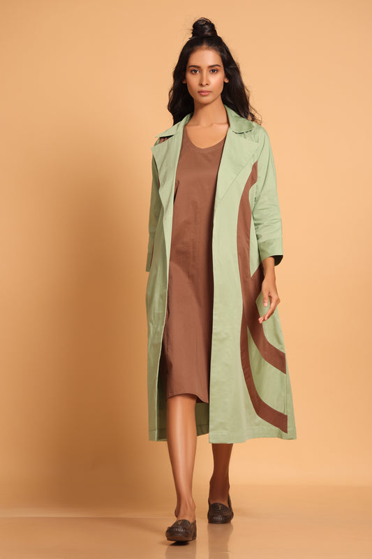 Arcs and Collars Trench Jacket Dress - Green(Loden Frost)