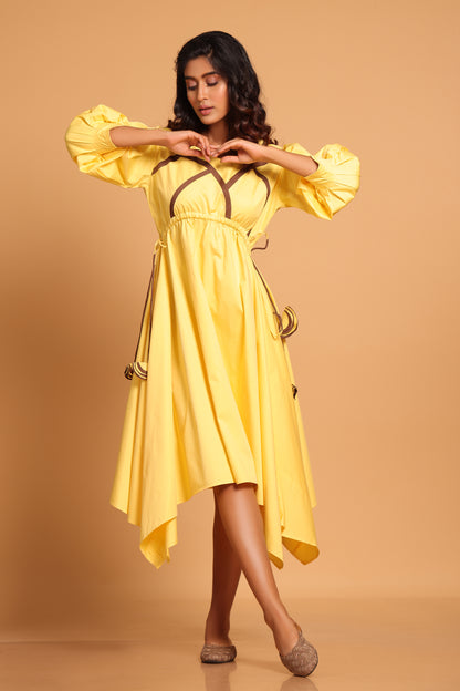 Chic Cotton Handkerchief Dress- Yellow(YL)