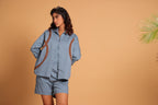 Arcs of Comfort 3-Piece Cotton Co-ord Set - Blue(Cobalt Blue)