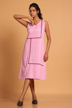 Elegant Cotton Sleeveless Dress- Pink(Orchid)