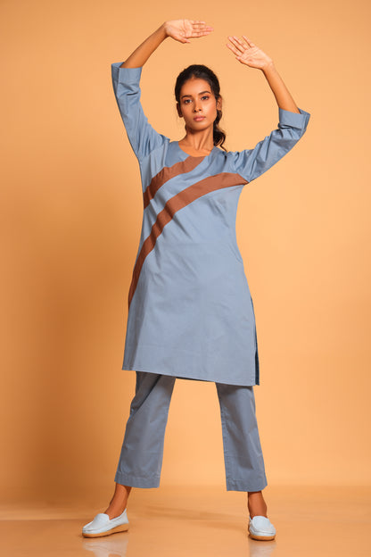 Elegant Cotton Co-ord Ensemble - Blue(Cobalt Blue)