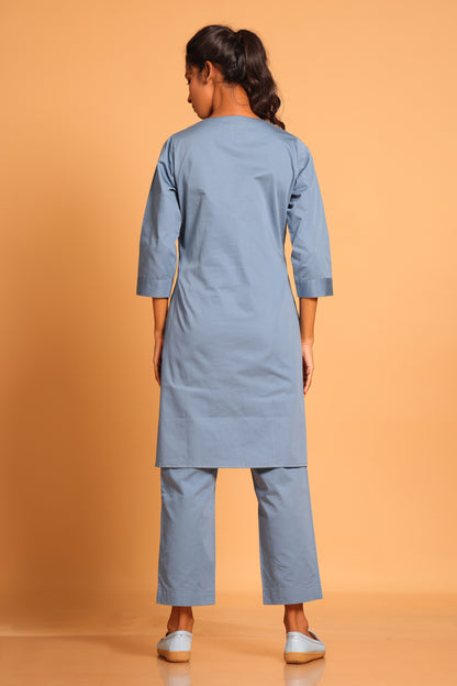 Elegant Cotton Co-ord Ensemble - Blue(Cobalt Blue)