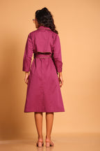 Chic Cotton Trench Coat Set - Purple(Amaranth)