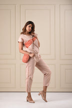 Diagonal Flow Co-Ord Set- Beige