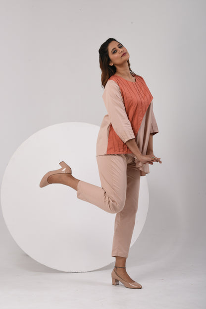 Tilted Elegance Co-Ord Set - orange