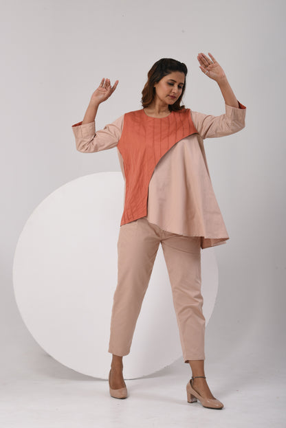 Tilted Elegance Co-Ord Set - orange