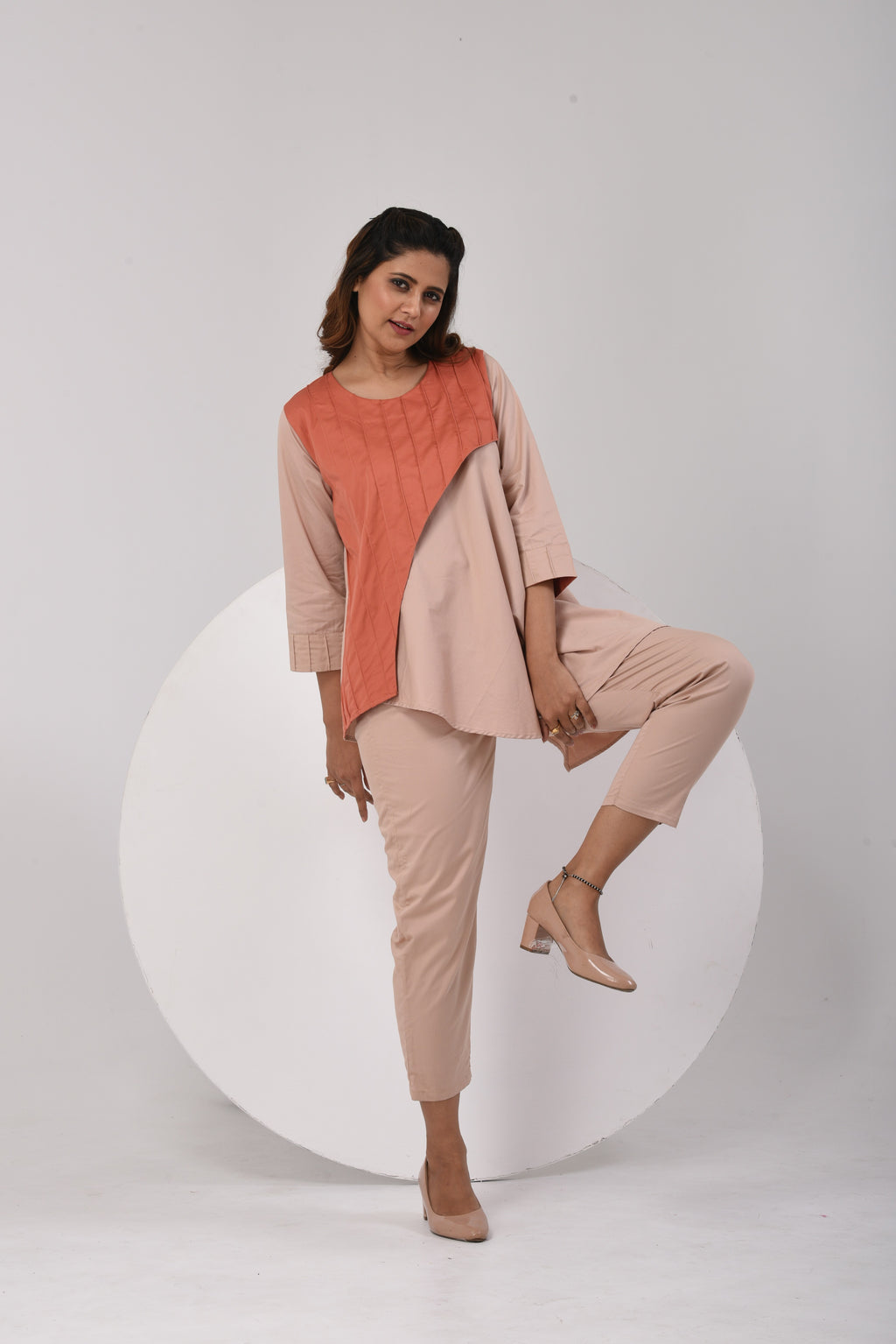 Tilted Elegance Co-Ord Set - orange