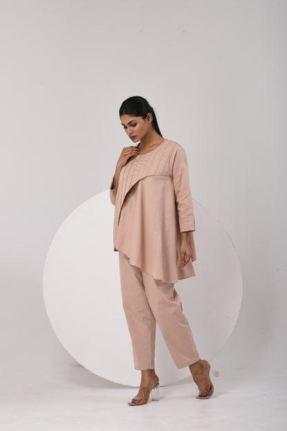 Tilted Elegance Co-Ord Set - Beige