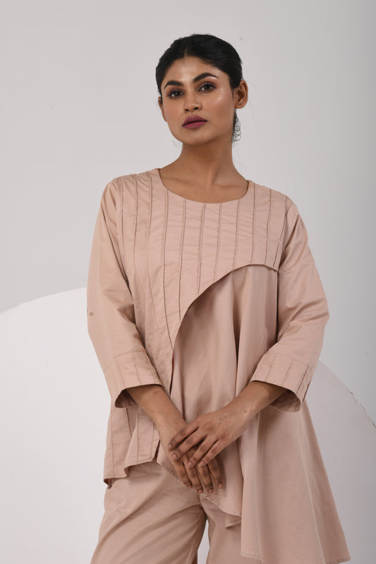 Tilted Elegance Co-Ord Set - Beige