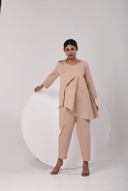 Tilted Elegance Co-Ord Set - Beige